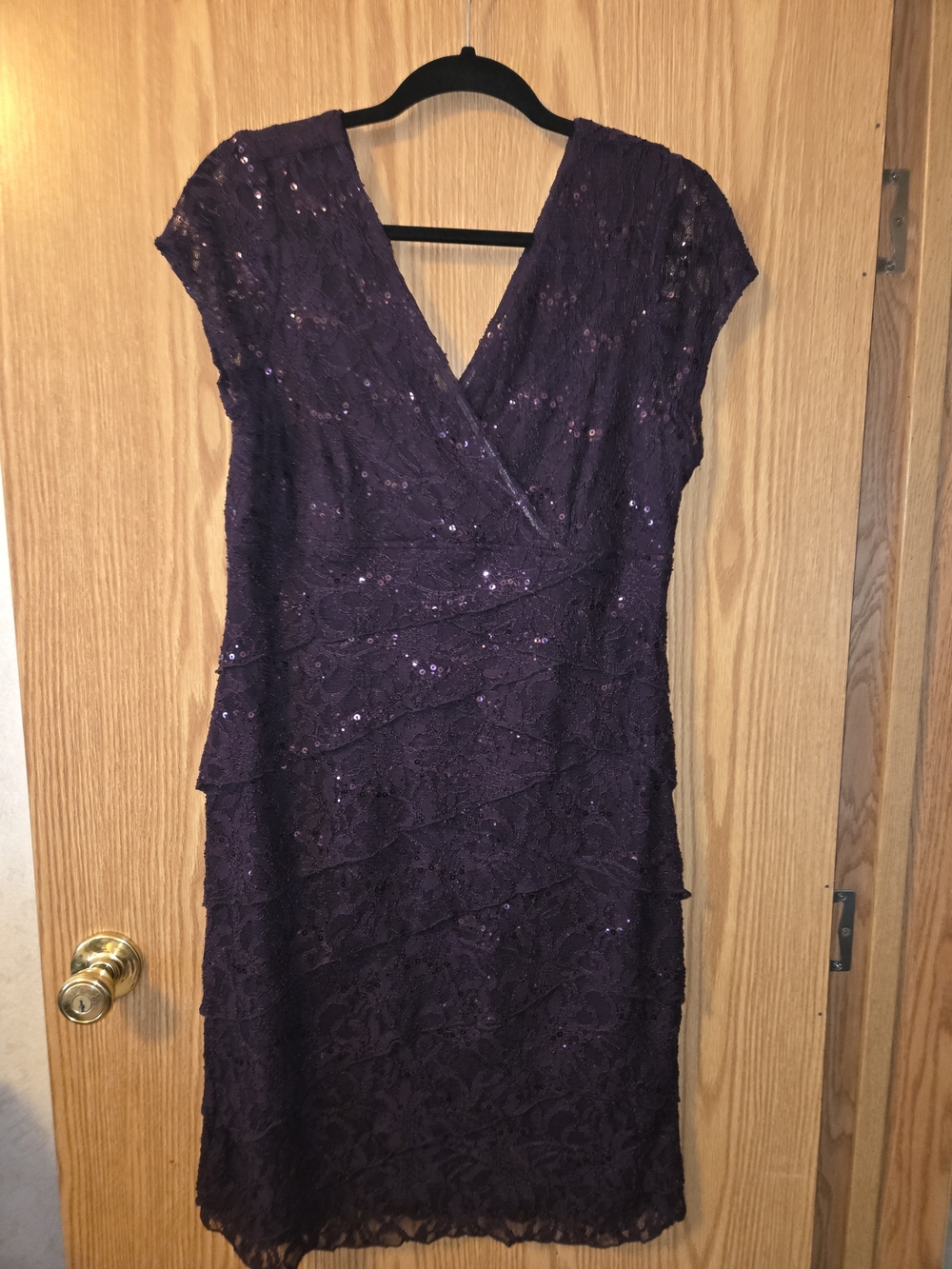 Scarlett Deep Purple Lace Sequin Midi Dress